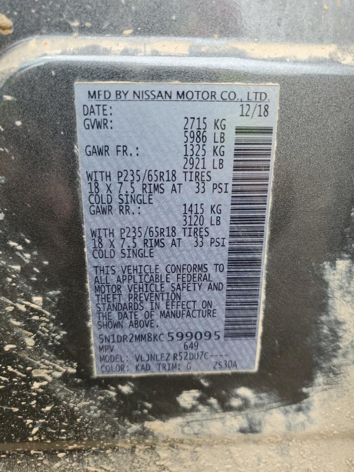 5N1DR2MM8KC599095 2019 Nissan Pathfinder S