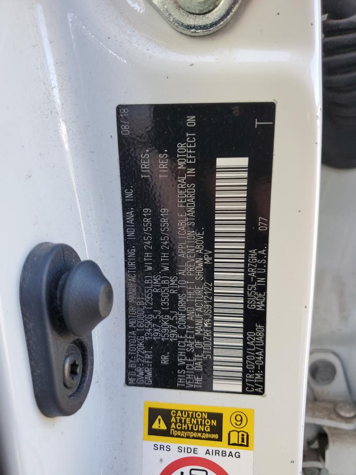 5TDDZRFH4JS912122 2018 Toyota Highlander Limited