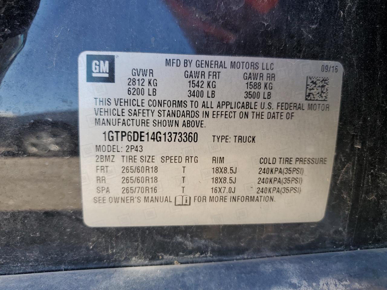 1GTP6DE14G1373360 2016 GMC Canyon Slt