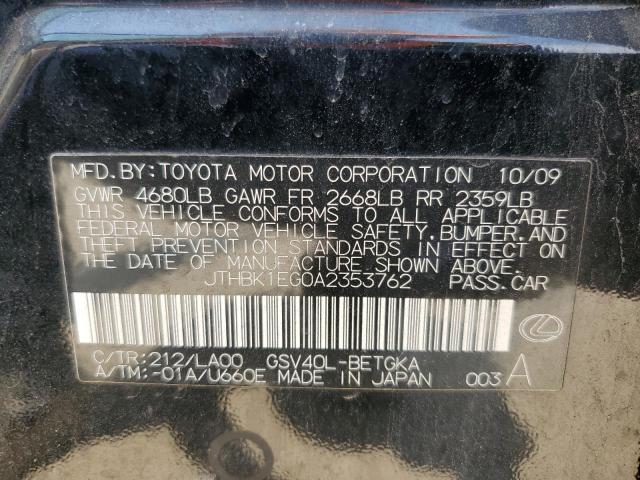 2010 Lexus Es 350 VIN: JTHBK1EG0A2353762 Lot: 58906724