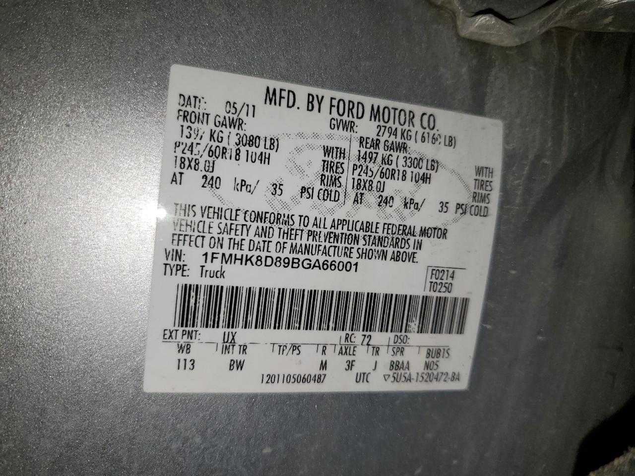 1FMHK8D89BGA66001 2011 Ford Explorer Xlt