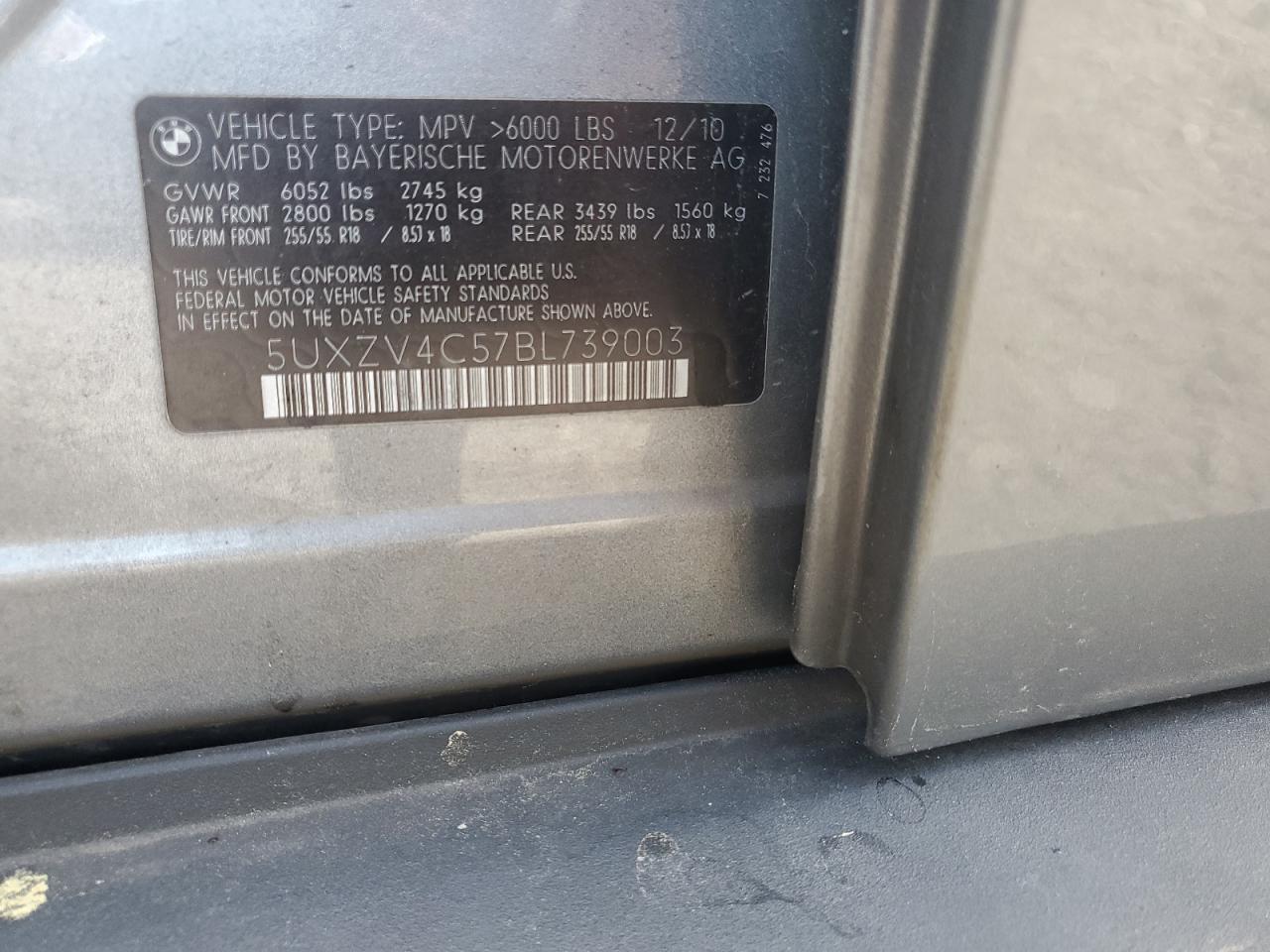 5UXZV4C57BL739003 2011 BMW X5 xDrive35I