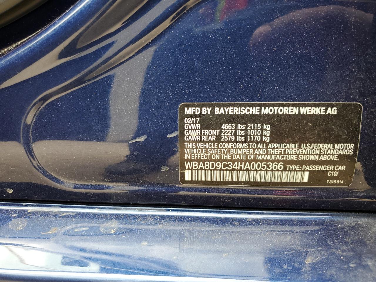 WBA8D9C34HA005366 2017 BMW 330 Xi