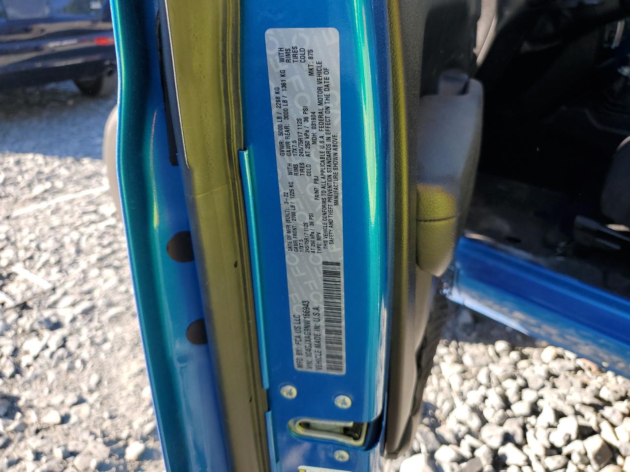 1C4GJXAG9NW166943 2022 Jeep Wrangler Sport