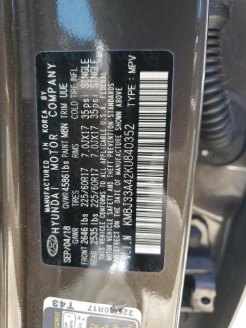 2019 Hyundai Tucson Limited VIN: KM8J33A42KU840352 Lot: 60318244