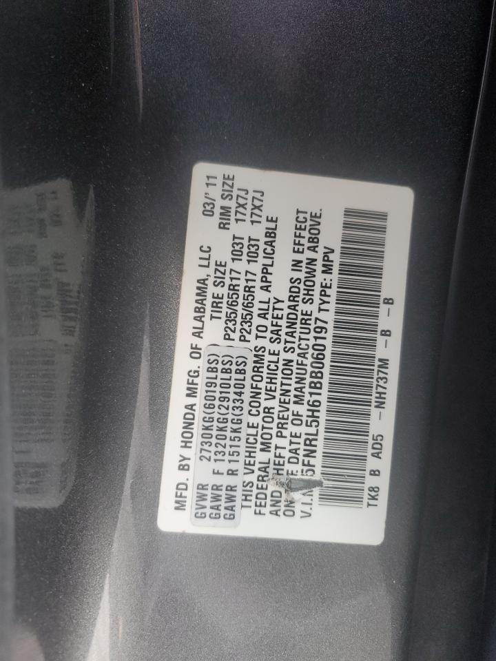 5FNRL5H61BB060197 2011 Honda Odyssey Exl