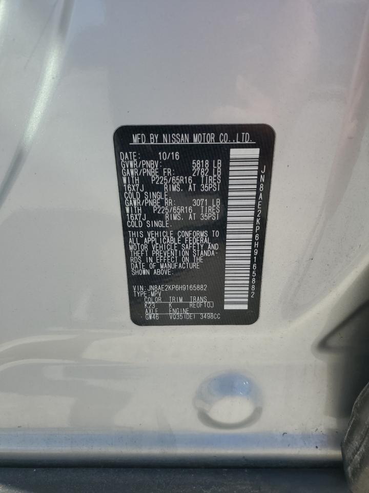 JN8AE2KP6H9165882 2017 Nissan Quest S