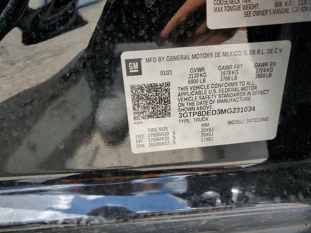 3GTP8DED3MG231034 2021 GMC Sierra C1500 Slt