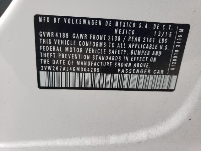 2016 Volkswagen Jetta S VIN: 3VW267AJ4GM304265 Lot: 57707634