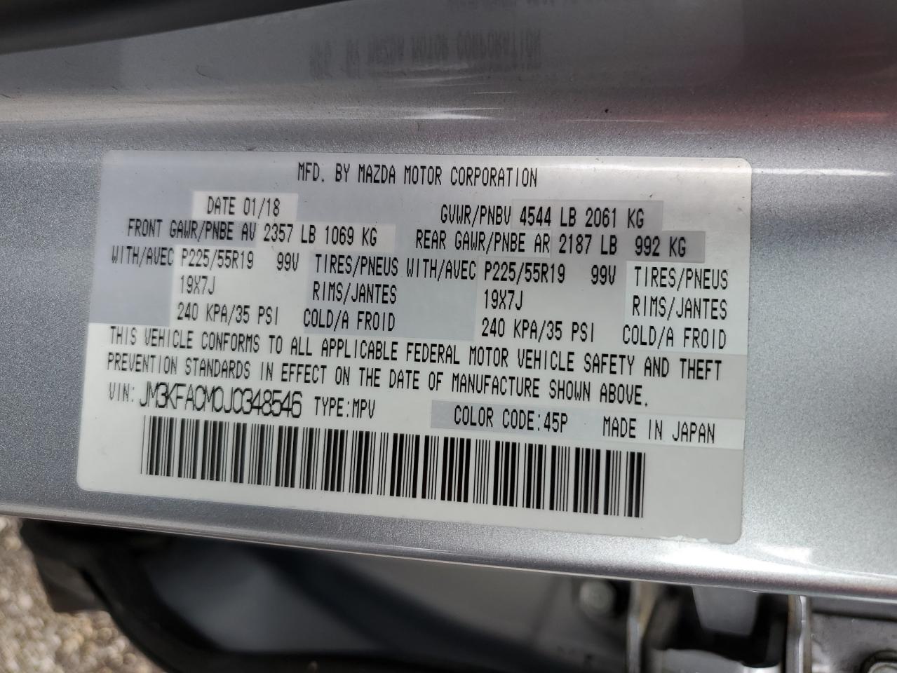 JM3KFACM0J0348546 2018 Mazda Cx-5 Touring