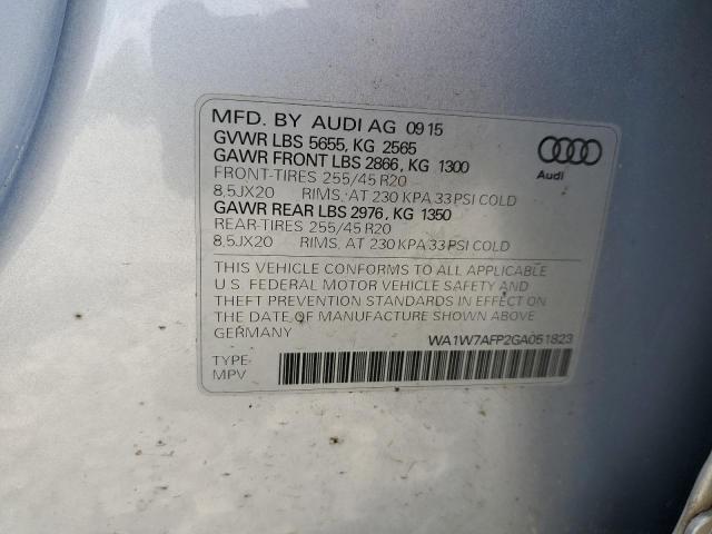 2016 AUDI Q5 PRESTIG WA1W7AFP2GA051823