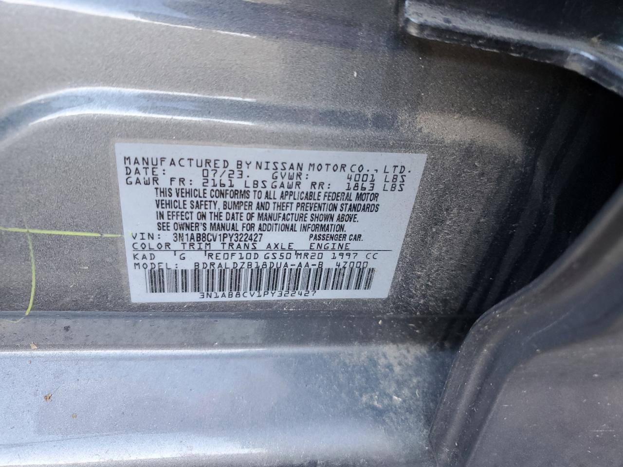 3N1AB8CV1PY322427 2023 Nissan Sentra Sv