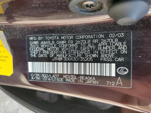 2003 Lexus Es 300 VIN: JTHBF30GX30135205 Lot: 57577724