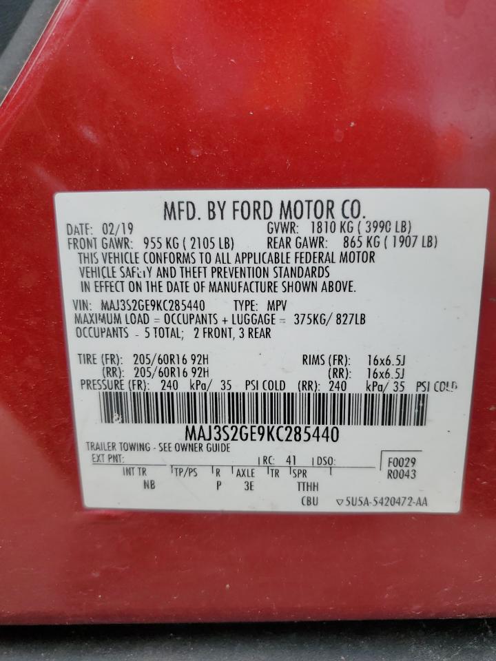 MAJ3S2GE9KC285440 2019 Ford Ecosport Se