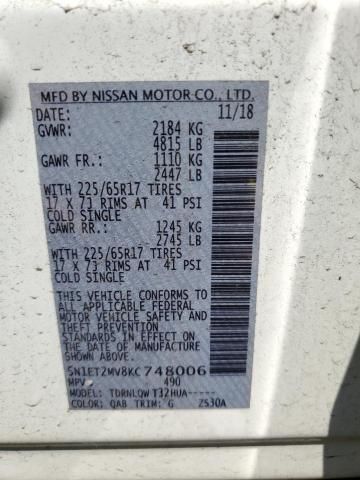 2019 NISSAN ROGUE SV H 5N1ET2MV8KC748006