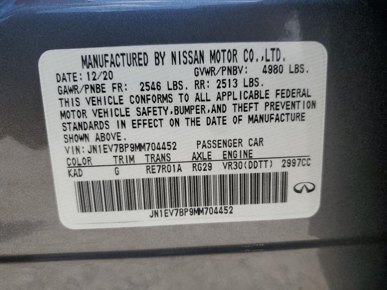 JN1EV7BP9MM704452 2021 Infiniti Q50 Luxe