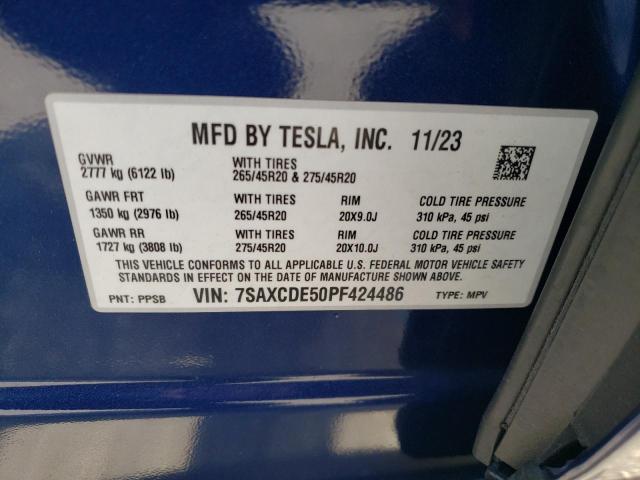 2023 Tesla Model X VIN: 7SAXCDE50PF424486 Lot: 57557604