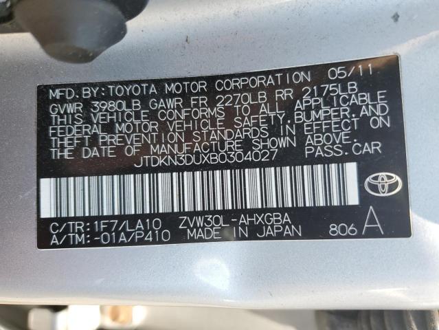 2011 Toyota Prius VIN: JTDKN3DUXB0304027 Lot: 59503494