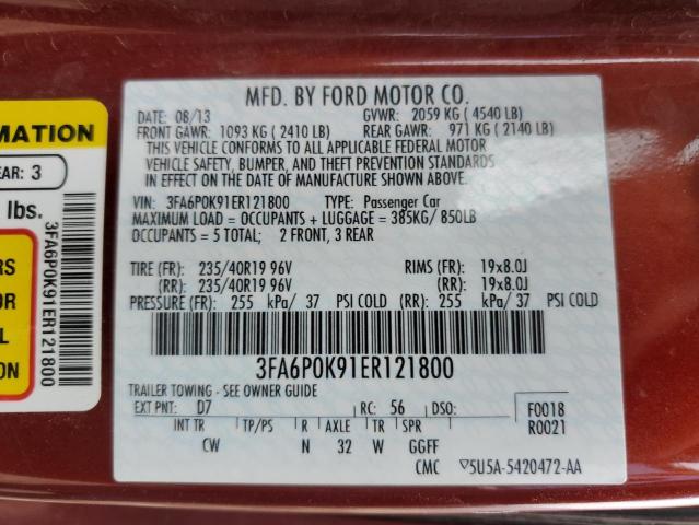 VIN 3FA6P0K91ER121800 2014 Ford Fusion, Titanium no.12