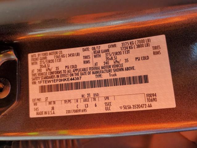 2017 FORD F150 SUPER - 1FTEW1EF0HKE44387