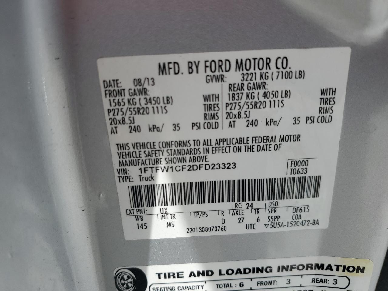 1FTFW1CF2DFD23323 2013 Ford F150 Supercrew