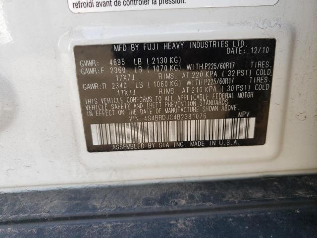 2011 Subaru Outback 3.6R Limited VIN: 4S4BRDJC4B2381076 Lot: 58438634