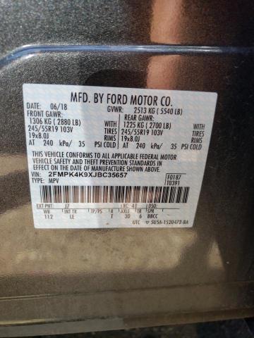 2018 Ford Edge Titanium VIN: 2FMPK4K9XJBC35657 Lot: 57870094