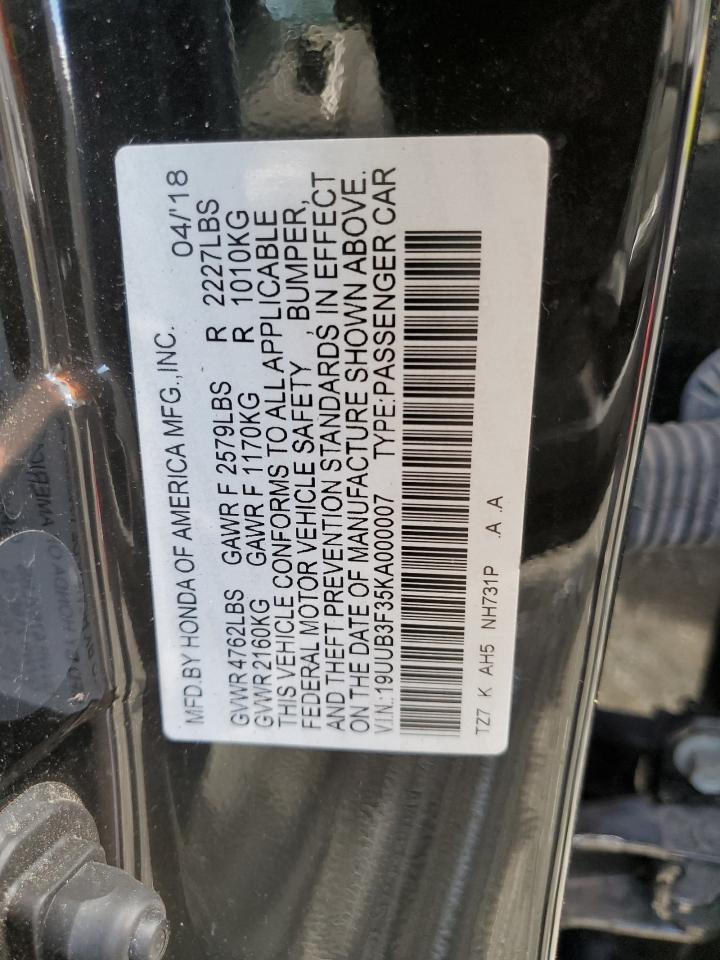 19UUB3F35KA000007 2019 Acura Tlx