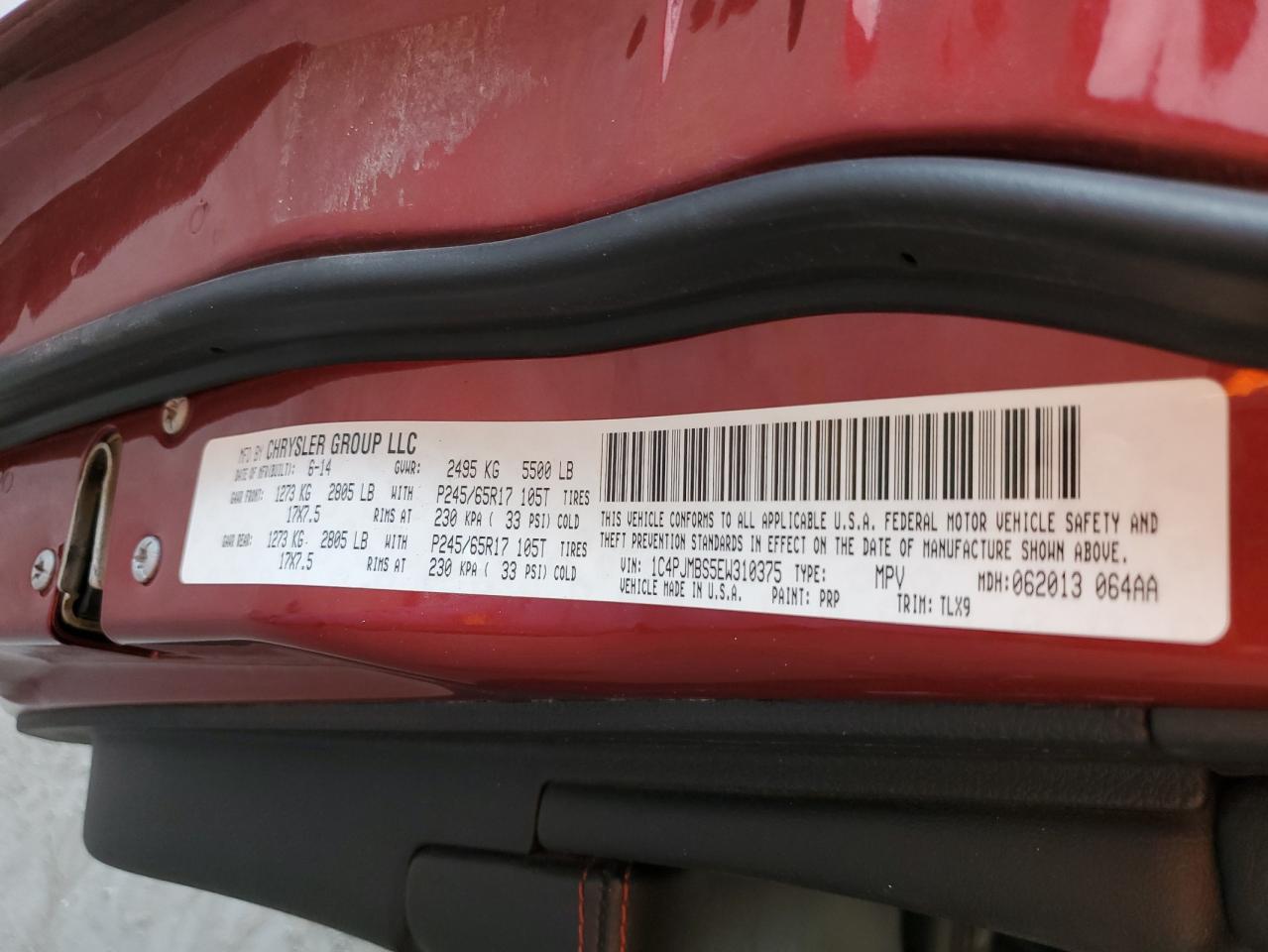 1C4PJMBS5EW310375 2014 Jeep Cherokee Trailhawk