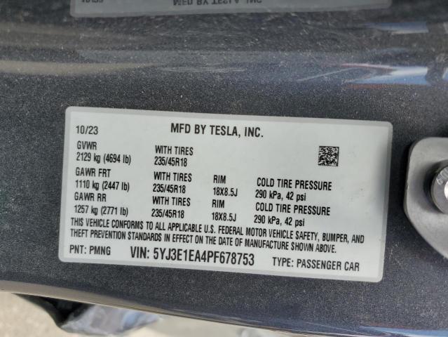 2023 Tesla Model 3 VIN: 5YJ3E1EA4PF678753 Lot: 57067194