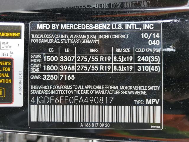 VIN 4JGDF6EE0FA490817 2015 Mercedes-Benz GL-Class, ... no.14