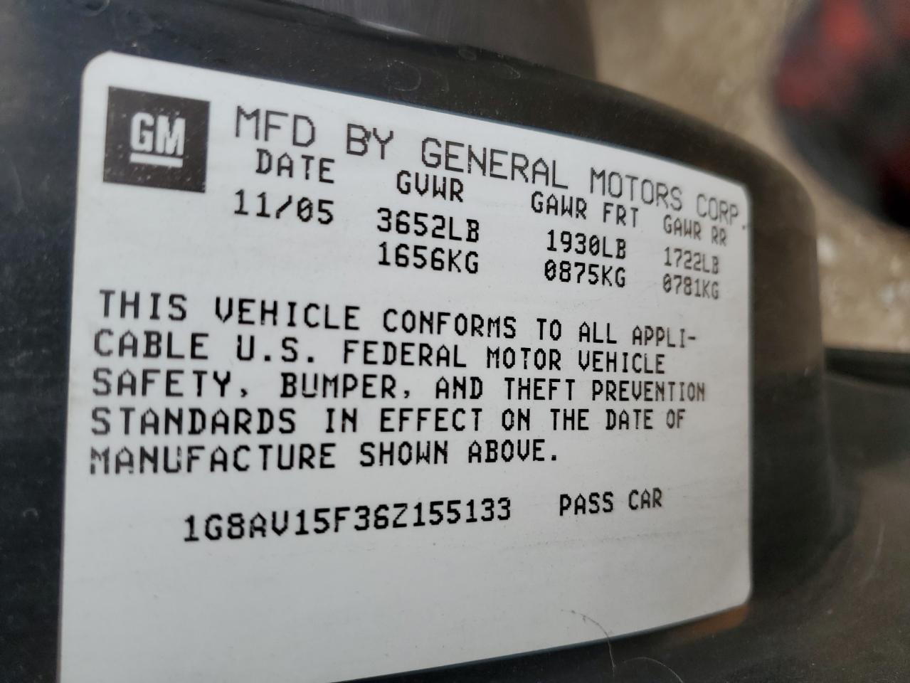 1G8AV15F36Z155133 2006 Saturn Ion Level 3