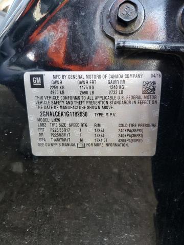 2016 Chevrolet Equinox Lt VIN: 2GNALCEK1G1182630 Lot: 58545534