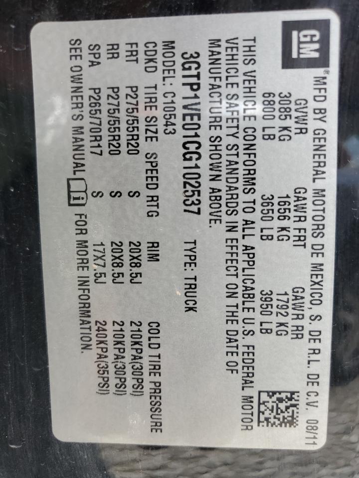 3GTP1VE01CG102537 2011 GMC Sierra C1500 Sle