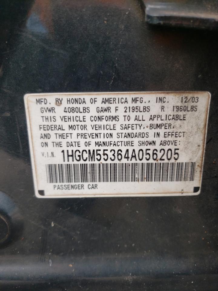1HGCM55364A056205 2004 Honda Accord Lx