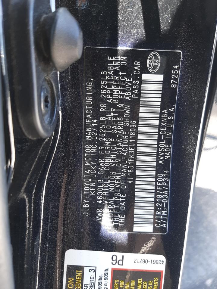 4T1BD1FK3EU118096 2014 Toyota Camry Hybrid