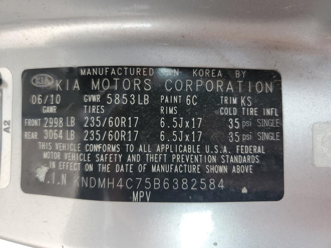 KNDMH4C75B6382584 2011 Kia Sedona Ex