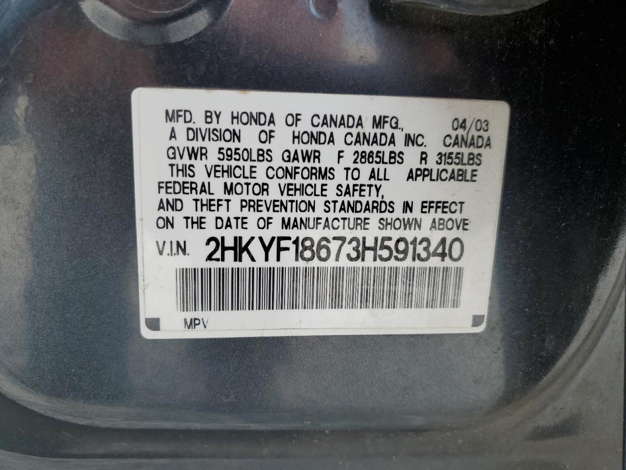 2HKYF18673H591340 2003 Honda Pilot Exl