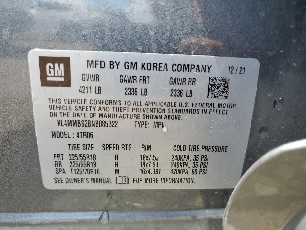 KL4MMBS28NB085322 2022 Buick Encore Gx Preferred