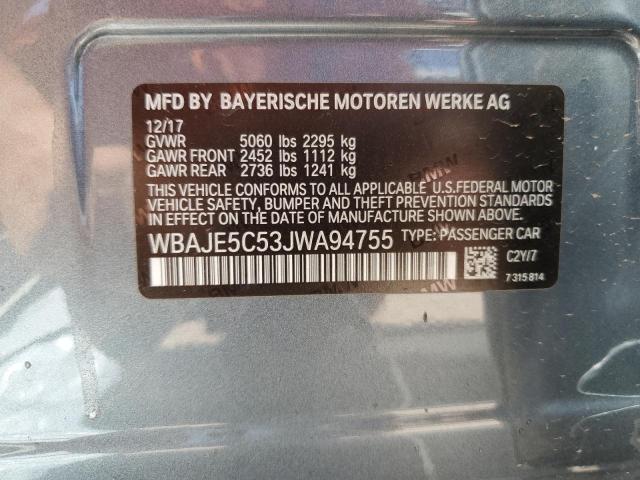 VIN WBAJE5C53JWA94755 2018 BMW 5 Series, 540 I no.12