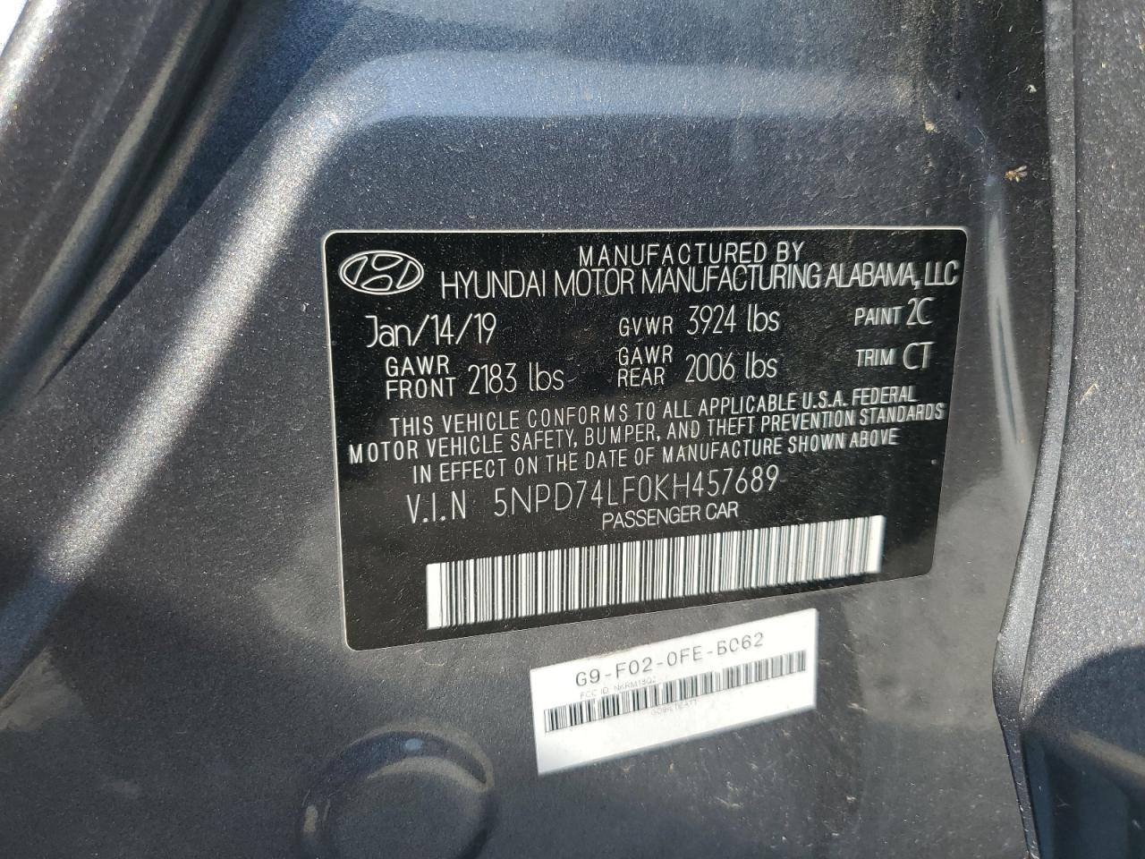 5NPD74LF0KH457689 2019 Hyundai Elantra Se