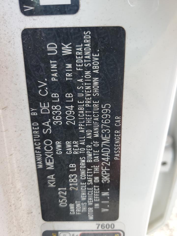 3KPF24AD7ME376995 2021 Kia Forte Fe