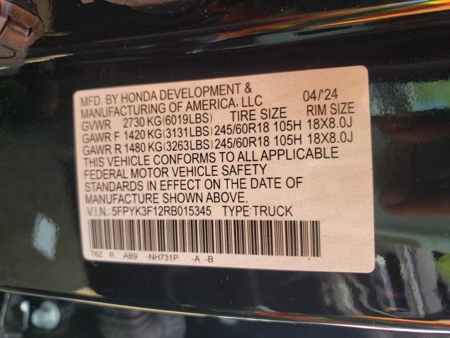 2024 HONDA RIDGELINE - 5FPYK3F12RB015345