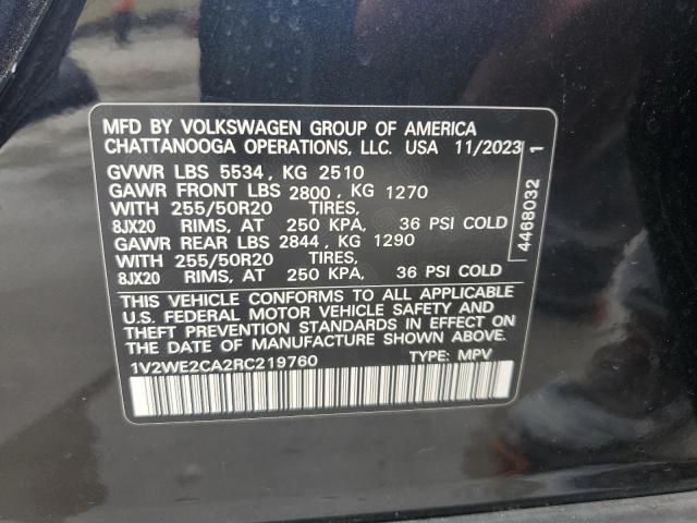 2024 Volkswagen Atlas Cross Sport Se VIN: 1V2WE2CA2RC219760 Lot: 59459584