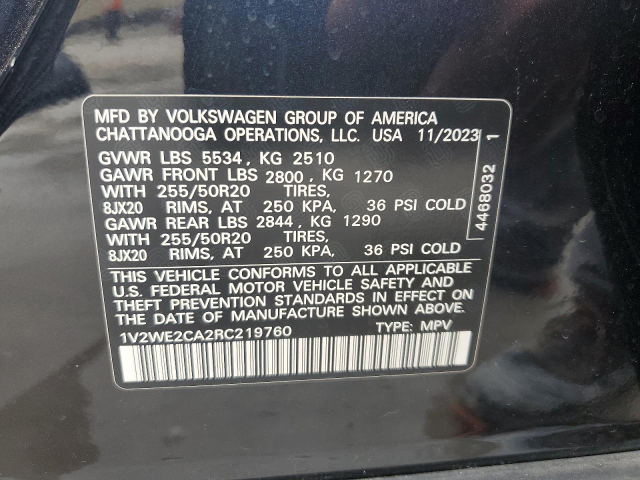 1V2WE2CA2RC219760 2024 Volkswagen Atlas Cross Sport Se