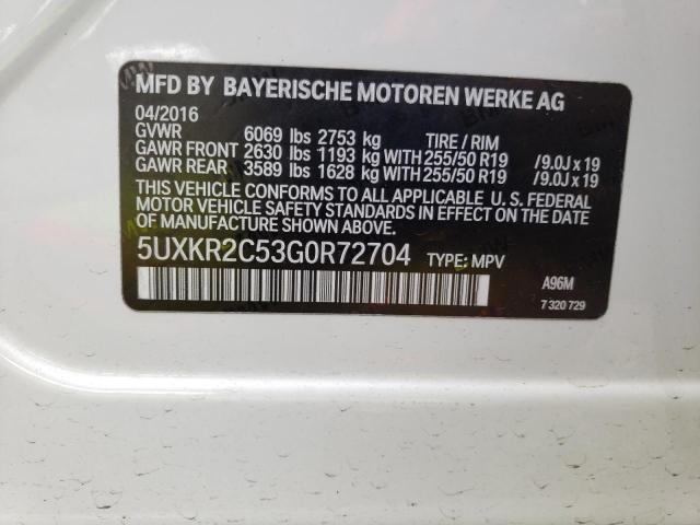 2016 BMW X5 Sdrive35I VIN: 5UXKR2C53G0R72704 Lot: 57745884