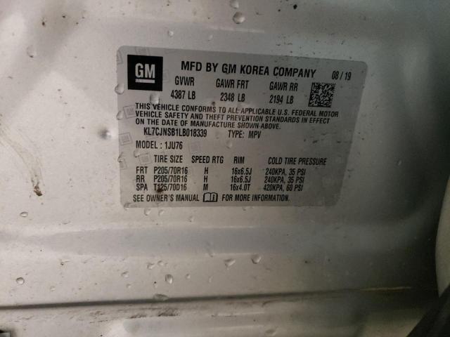 2020 Chevrolet Trax Ls VIN: KL7CJNSB1LB018339 Lot: 57489314