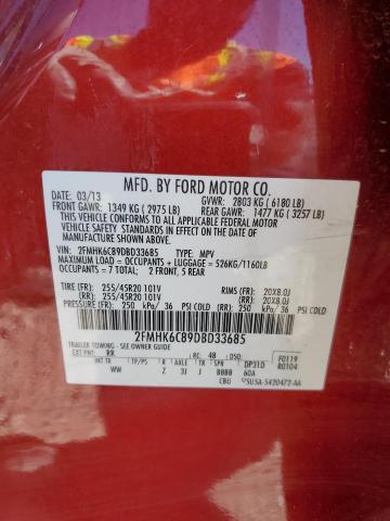 2013 Ford Flex Sel VIN: 2FMHK6C89DBD33685 Lot: 60774704