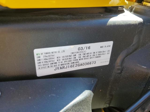 2016 YAMAHA YZFR6 JYARJ16E2GA036673