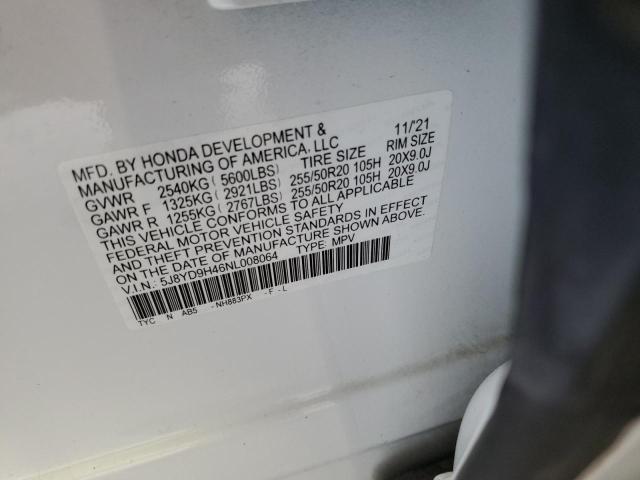 2022 Acura Mdx Technology VIN: 5J8YD9H46NL008064 Lot: 60288464